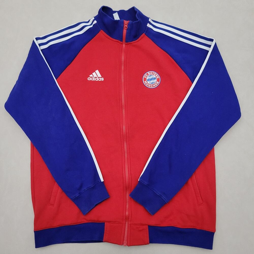 adidas FC BAYERN MUNCHEN 2021/22 Anthem Jacket Size Large H67174 Red Blue
